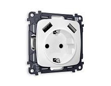 Комплект механизма электрической розетки AMBRELLA VOLT OMEGA Белый матовый 2USB A+A 18W (быстрая зарядка) с/з QUANT (OP1290, VM155) MO129010