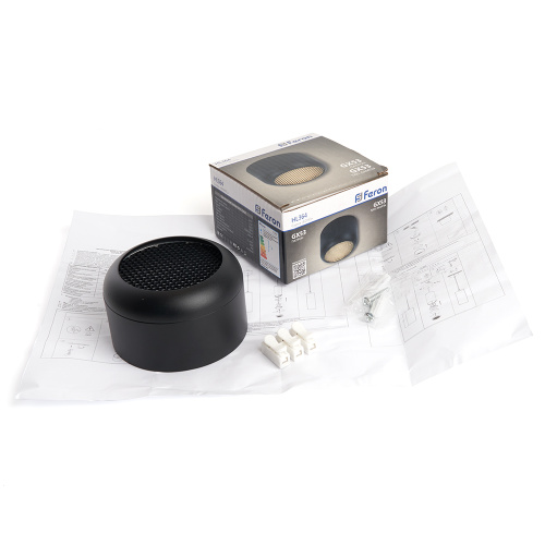 Светильник потолочный Feron HL364 Barrel ECHO 12W, 230V, GX53, чёрный, с антибликовой сеточкой фото 3