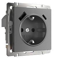 Розетка с заземлением, шторками и USB тип A+C (графит матовый) W1171764