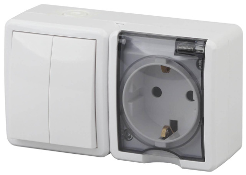 Блок розетка-выключатель двухклавишный ЭРА Эксперт IP54 16A 250V 11-7402-01 Б0020735 Блок розетка-выключатель двухклавишный ЭРА Эксперт IP54 16A 250V 11-7402-01 Б0020735