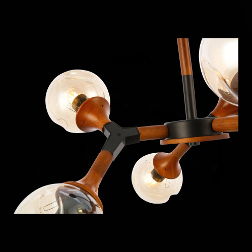 SLE109402-06 Светильник потолочный Черный, Темное дерево/Прозрачный, Янтарный E27 6*60W RAQUEL фото 4