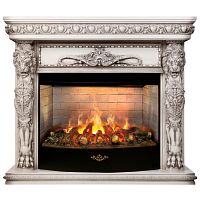 Каминокомплект ROMANO/ЛИОН Бежевый дуб с серой патиной с очагом Электроочаг FIRESTAR/ФАЕРСТАР 33
