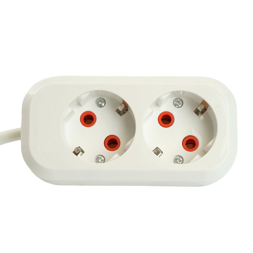 Удлинитель двухместный с/з  STEKKER HM06-21-05 3x1мм2, 5м, серия Home (У10-001), белый фото 3