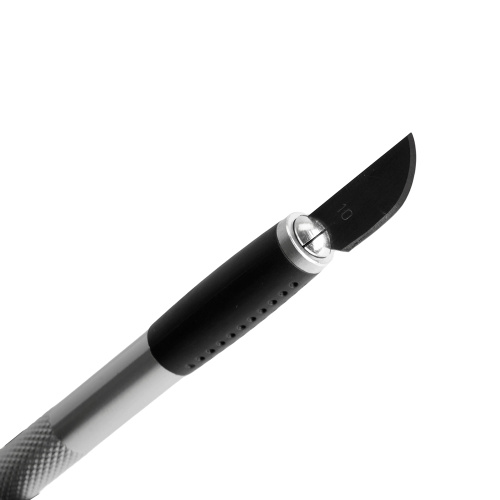 Нож макетный с алюминиевой рукояткой, 0,5 мм, кейс, 6 лезвий в комплекте, STEKKER KMU-41-S фото 5