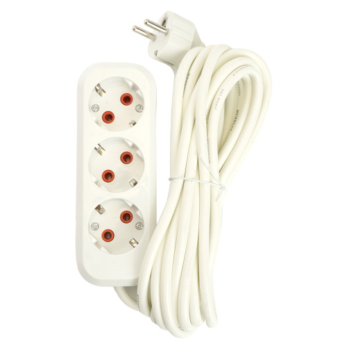 Удлинитель трехместный с/з  STEKKER HM06-31-07 3x1мм2, 7м, серия Home (У10-002), белый фото 4