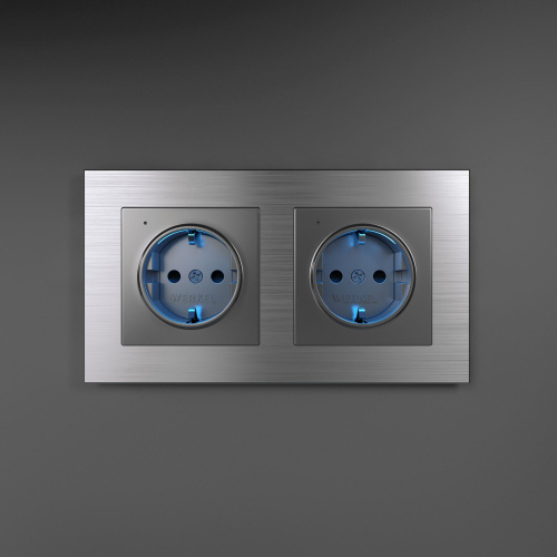 Рамка из металла на 2 поста Аluminium алюминий W0021706 фото 4 Рамка из металла на 2 поста Аluminium алюминий W0021706 фото 4