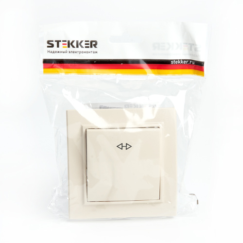 Переключатель перекрестный 1-клавишный STEKKER  PSW10-9009-02, 250В, 10А, серия Эрна, слоновая кость фото 7