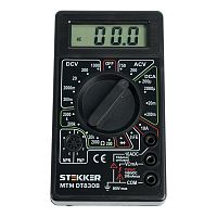 MTM DT830B Мультиметр цифровой, портативный,1999 отсчетов, батарея крона, ручная регулировка, черный, TM STEKKER