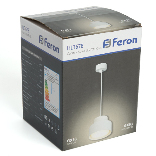 Светильник потолочный Feron HL3678 Barrel AURA levitation 12W, 230V, GX53, белый, на подвесе 1,7 м фото 3