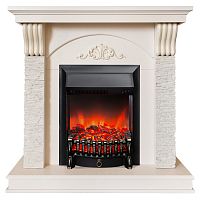 Электрокамин RealFlame Corfino WT айвори с очагом Fobos Lux Black