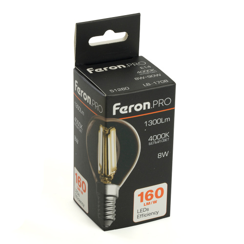Лампа светодиодная Feron.PRO LB-1708 Шарик E14 1300LM 8W 175-265V 4000K фото 5