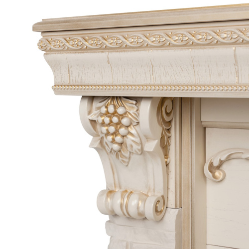 Электрокамин RealFlame Patricia WT белый дуб с золотой патиной с очагом Majestic Lux Brass фото 9