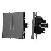 Механизм выключателя двухклавишный непроходной LED SWT-NOBE-MK02-SFPL-L-GR (230V, 10A) Arlight 054266