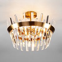 Умная хрустальная потолочная люстра 10111/5 золотая бронза/прозрачный хрусталь Strotskis