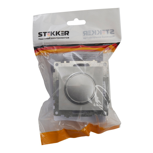 Выключатель диммирующий TRIAC(механизм), STEKKER GLS10-7106-03, 250V, 500W, серия Катрин, серебро фото 5