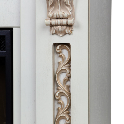 Каминокомплект ESTELLA/ЭЛЛИ Белый дуб с золотой патиной с очагом Электроочаг SPARTA 25.5 фото 7