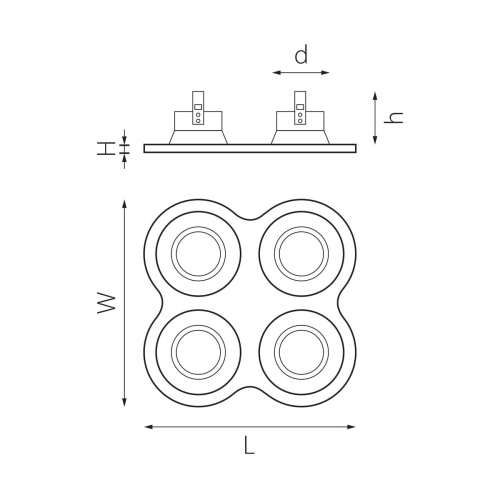 Комплект из светильников и рамки Lightstar Domino Round (214647+214606+214607+214607+214607) D64706070707 фото 2