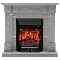 Каминокомплект ANDREA/АЛЬФА Мрамор серый с очагом Электроочаг MAJESTIC LUX/МАДЖЕСТИК