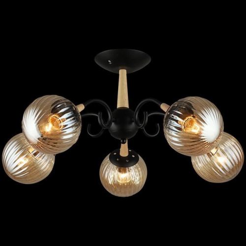 Потолочная люстра Reluce 04886-0.3-05 BK+WOOD фото 2