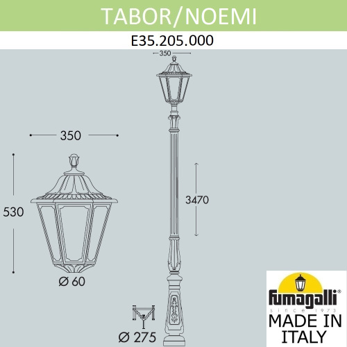 Fumagalli Парковый фонарь FUMAGALLI TABOR/NOEMI E35.205.000.AYH27 фото 2 Fumagalli Парковый фонарь FUMAGALLI TABOR/NOEMI E35.205.000.AYH27 фото 2
