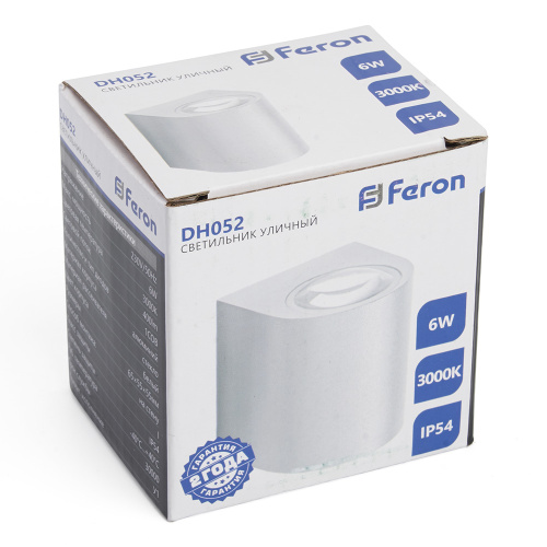 Светильник уличный светодиодный Feron DH052, 6W, 400Lm, 3000K, белый фото 2