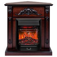 Каминокомплект ANITA CORNER/АНИТА УГЛ. Античный дуб с очагом Электроочаг MAJESTIC LUX RC/МАДЖЕСТИК С ПУЛЬТОМ