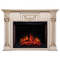 Каминокомплект LONDON/ЛОНДОН Бежевый дуб с золотой патиной с очагом Электроочаг EPSILON/ЭПСИЛОН 33