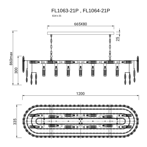 Люстра подвесная Сonstancia Gold FL1063-21P фото 2