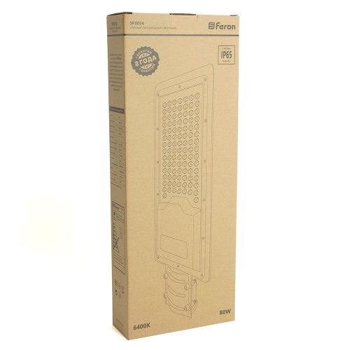 Светодиодный уличный консольный светильник Feron SP3034 80W 6400K 230V, серый фото 6