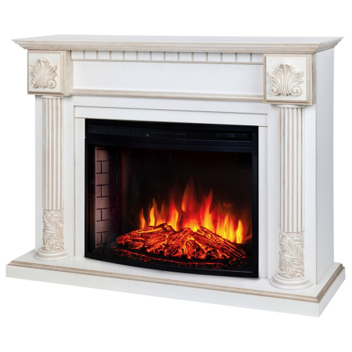 Каминокомплект IMPERIA/ПРЕСТИЖ Белый дуб с золотой патиной с очагом Электроочаг FIRESPACE/ФАЕРСПЕЙС 33 фото 2