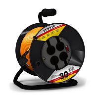 Удлинитель на пластиковой катушке Stekker STD02-41-30 (40171), 30м, 4 гнезда с/з 3*1,0, оранжевый, серия Standart