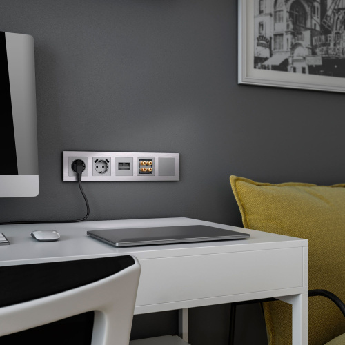 Розетка двойная Ethernet RJ-45 серебряный W1181106 фото 2