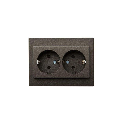 Розетка двойная 2P+E Liregus Epsilon антрацит 28-1153