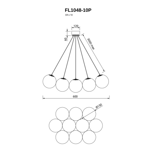 Подвесная люстра Unity FL1048-10P фото 7 Подвесная люстра Unity FL1048-10P фото 7