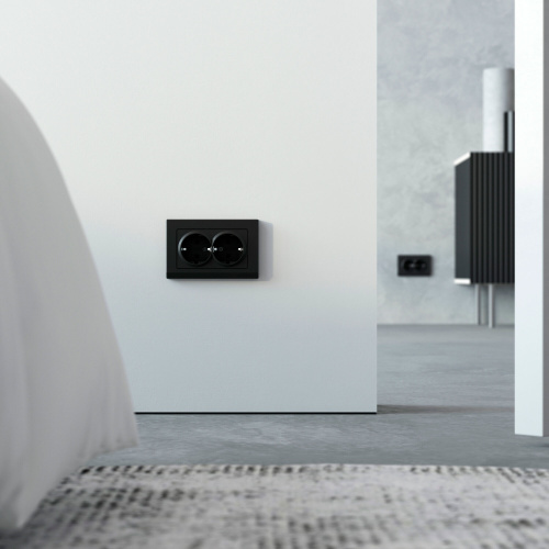 Рамка из поликарбоната для двойной розетки Stark черный W0081808 фото 4