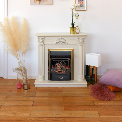 Электрокамин RealFlame Stefania WT айвори с очагом Majestic Lux Brass фото 8