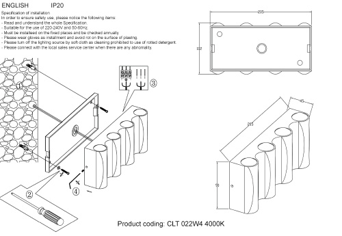 Бра Crystal Lux CLT 022W4 BL 4000K фото 2
