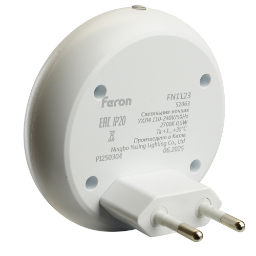 Светильник ночник Feron FN1123 0,5W 230V, белый фото 7 Светильник ночник Feron FN1123 0,5W 230V, белый фото 7