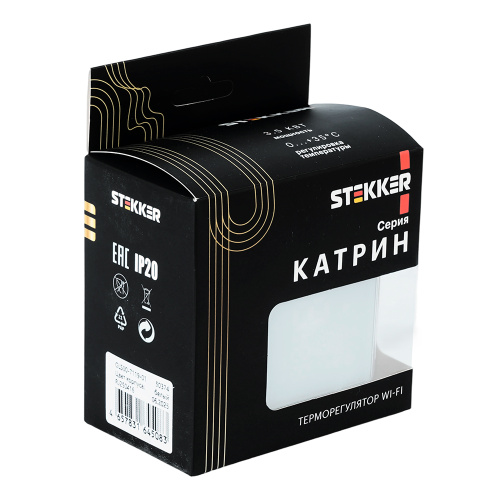 Терморегулятор Wi-Fi (механизм), STEKKER, 250В, 3500Вт, серия Катрин, GLS00-7119-01, белый фото 2