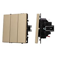 Механизм выключателя трехклавишный непроходной SWT-NOBE-MK03-SFPL-GD (230V, 10A) Arlight 061798