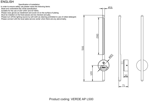 Crystal Lux Поворотный настенный светильник Crystal Lux VERDE AP L500 BLACK фото 3