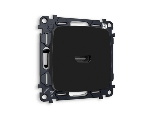 Комплект механизма розетки HDMI 2.0 AMBRELLA VOLT OMEGA Черный матовый 40V/500mA 2.0GHz 5-18Gbit/s QUANT (OP8140, VM222) MO814010