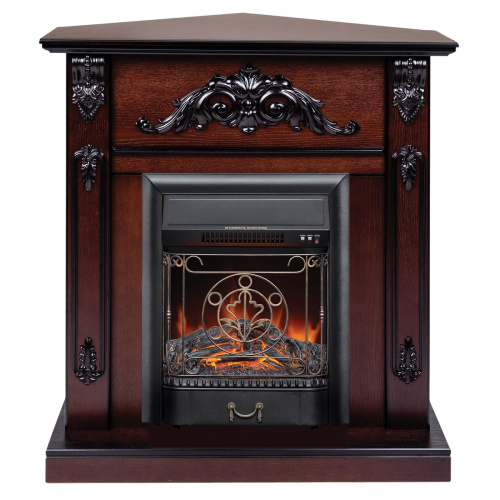 Каминокомплект ANITA CORNER/АНИТА УГЛ. Античный дуб с очагом Электроочаг MAJESTIC LUX/МАДЖЕСТИК