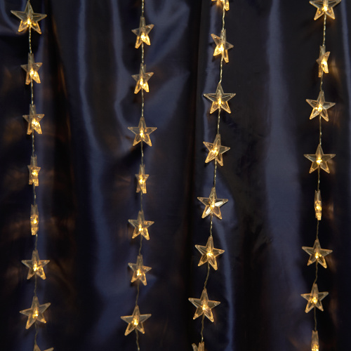 Светодиодная гирлянда Feron CL25 занавес Звездочки  2*1м  + 3м 2700K с контроллером, c питанием от сети 230V, прозрачный шнур фото 2
