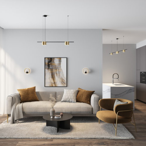 DK5060-BK+SG Бра ORBIT, IP20, 3000К, LED, 10 Вт, черный + сатинированное золото, алюминий фото 3