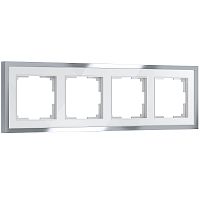 Рамка из металла на 4 поста Baguette белый/серебро W0042850