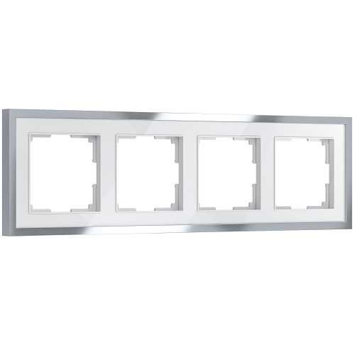 Рамка из металла на 4 поста Baguette белый/серебро W0042850