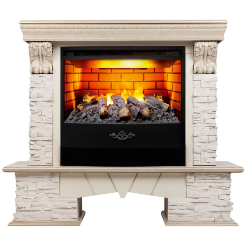 Электрокамин RealFlame Rockland Lux WT белый дуб с золотой патиной с очагом 3D Firestar 25,5 Электрокамин RealFlame Rockland Lux WT белый дуб с золотой патиной с очагом 3D Firestar 25,5