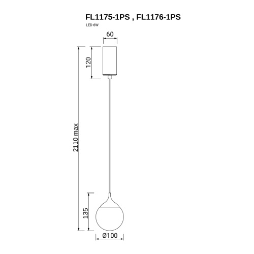 Подвесной светильник Perfectio Brass FL1175-1PS фото 8