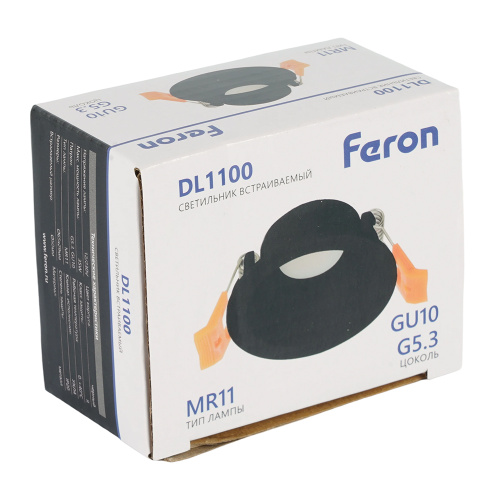Светильник встраиваемый Feron DL1100 потолочный MR11 G5.3, GU10 черный фото 11